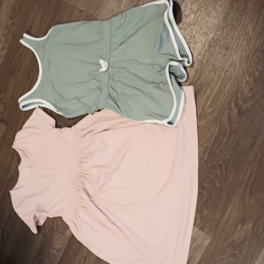 5/$20 Wonder nation Girls s(6-6x) green one piece jumpsuit and light pink dress